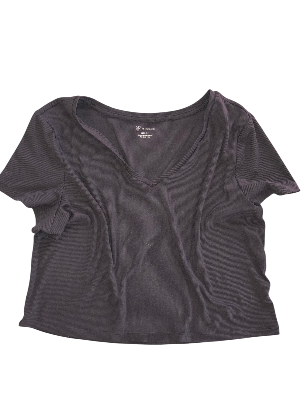 No Boundaries V-Neck Short Sleeve Tee - Charcoal